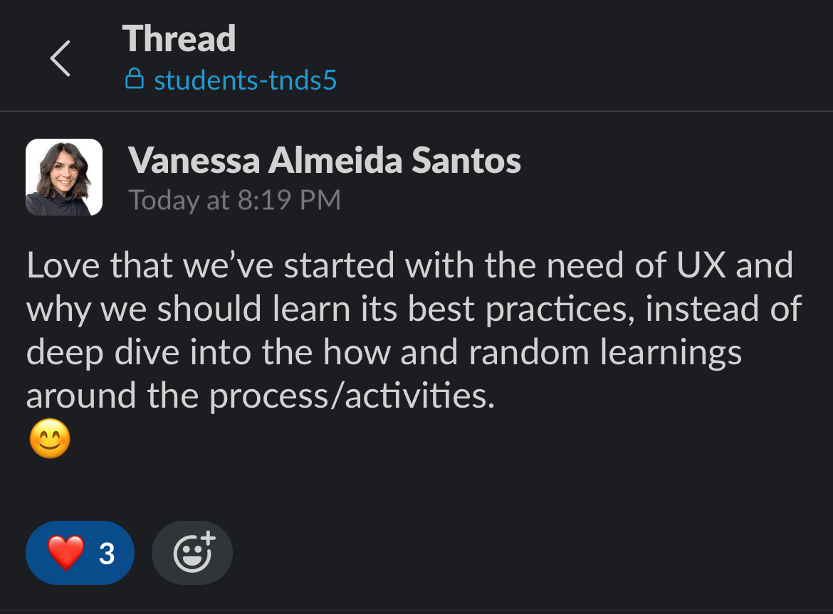 Vanessa was a student at TNDS5 (remote), between 2022-2023