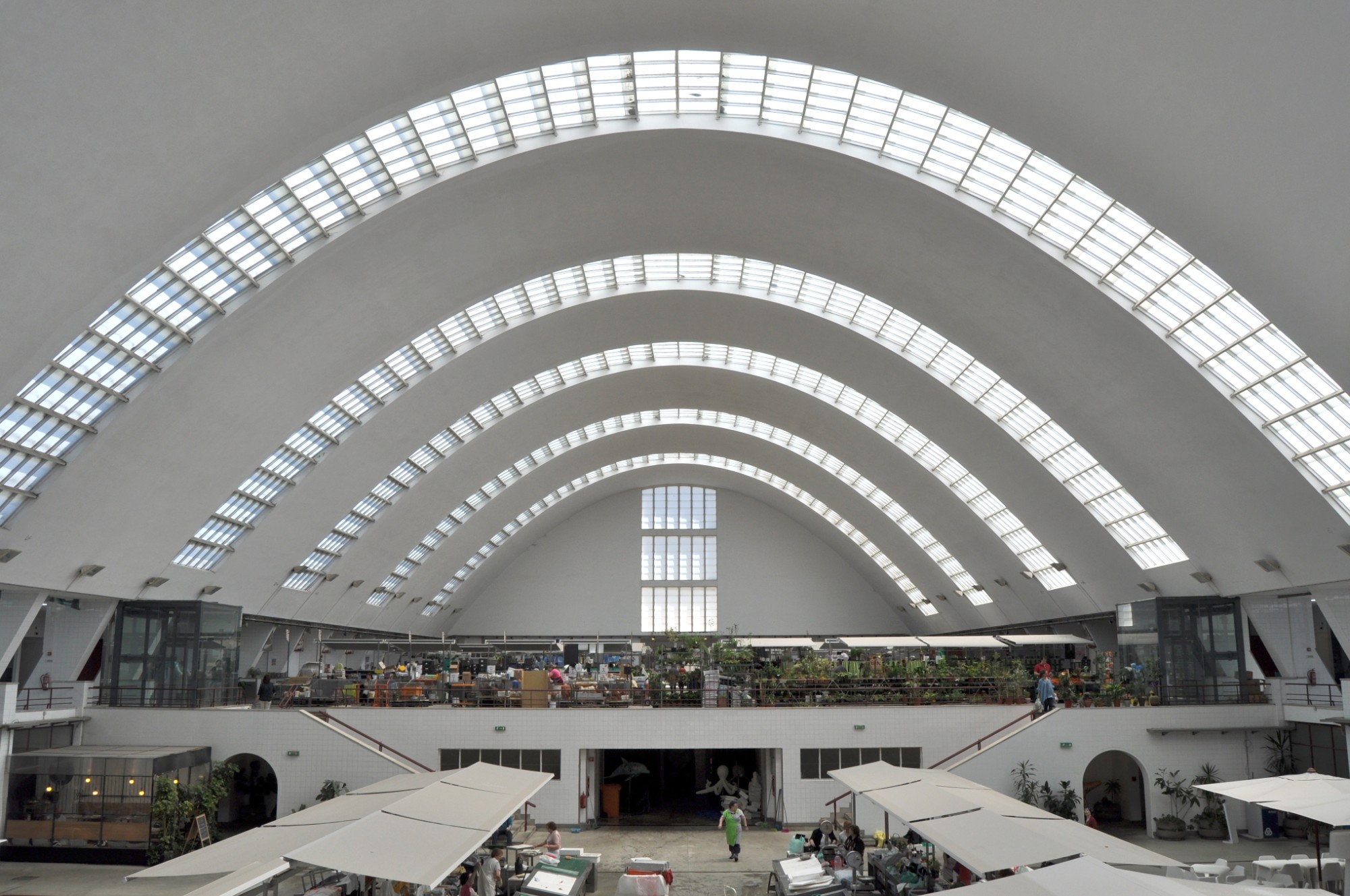 Inside the fish market that housed the 2017 Porto campus, with arched skylights over the market stalls